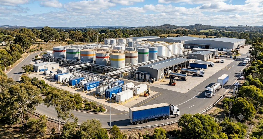 unnamed (8) Industrial chemical storage and distribution facility by Qemi International Inc supporting manufacturing industries with chemical products and water treatment chemicals.